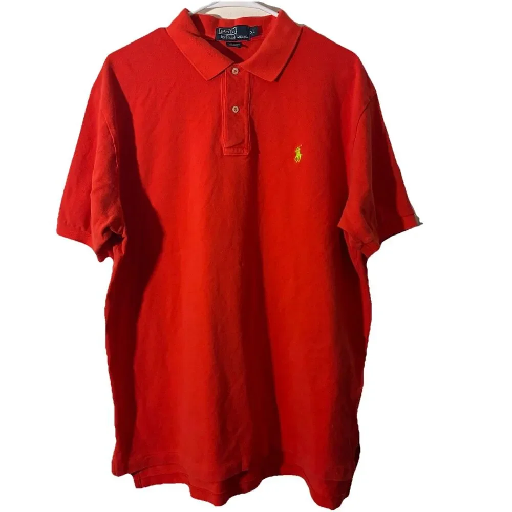 Ralph Lauren Polo Shirt Mens XLarge Red 2 Button Pony Casual Short Sleeve